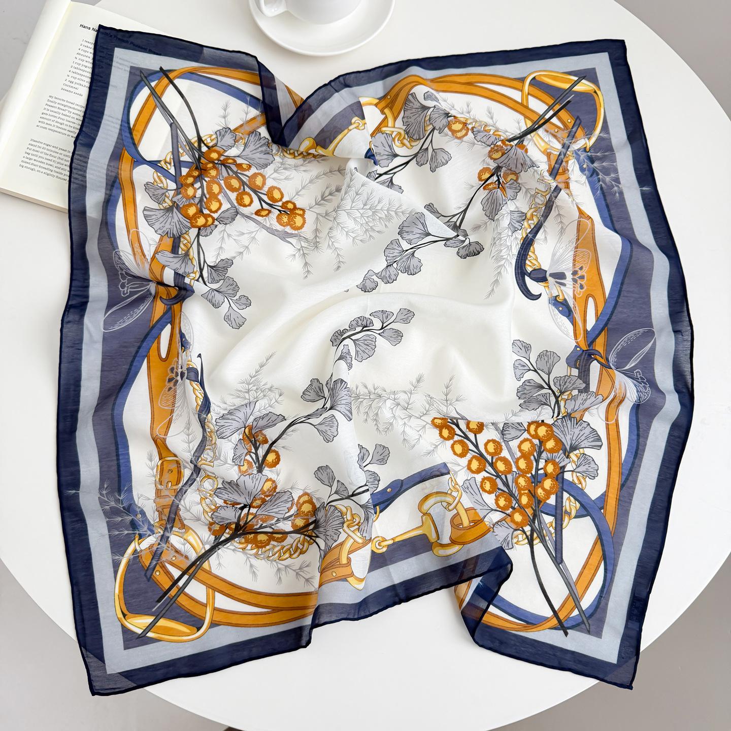 New silk pure cotton square scarf women s mulberry silk retro paisley silk cotton scarf versatile high-end silk scarf shawl 65cm