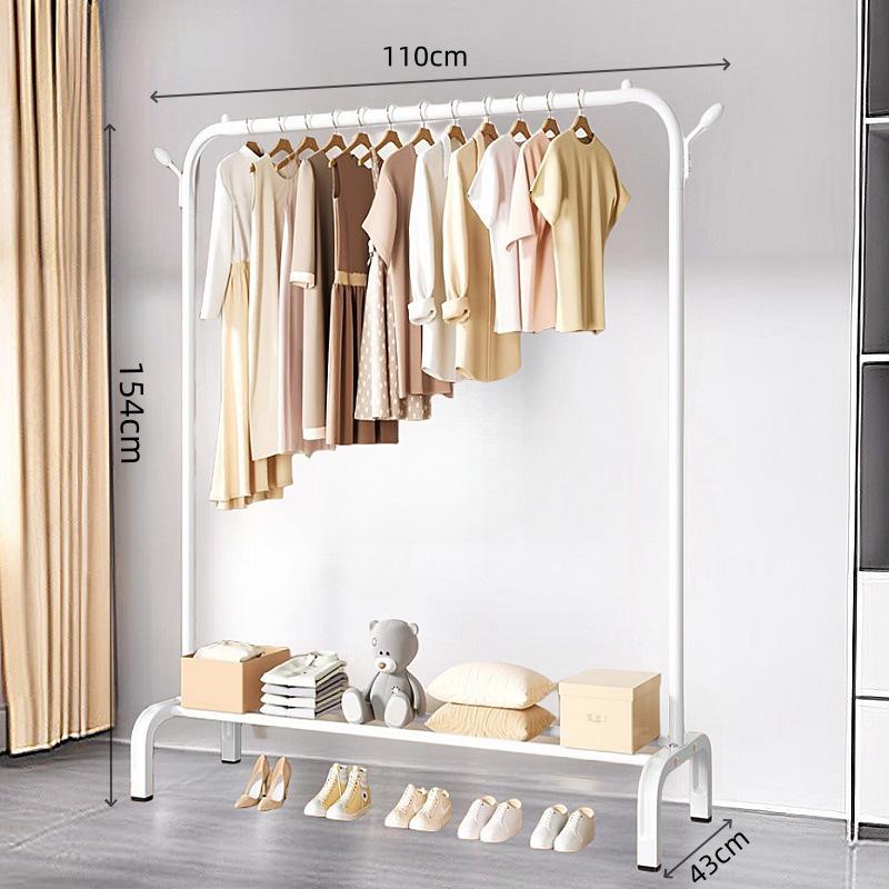 Sturdy Movable Floor-Standing Clothes Rack for Bedroom and Balcony Drying