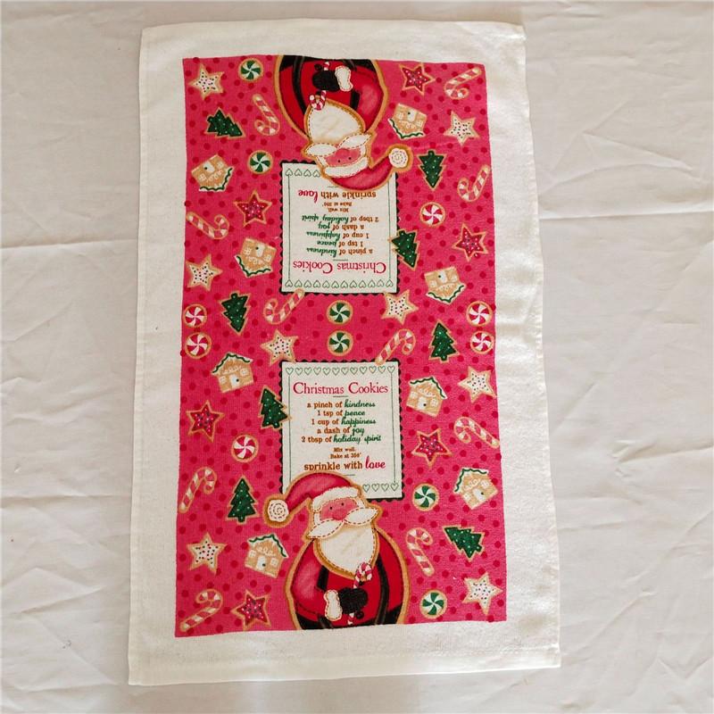 1Pc Christmas Series Printed Cotton Tea Towel Kitchen Dishcloth Cleaning Tool Xmas Party Decor Gift