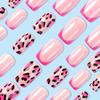 24/30 Stück/Karton 3D Blume Schleife Herz Vollabdeckung Falschnägel mit Gelee-Aufklebern Leopardenmuster Falsche Nägel Press-on-Nägel Für Frauen Mädchen