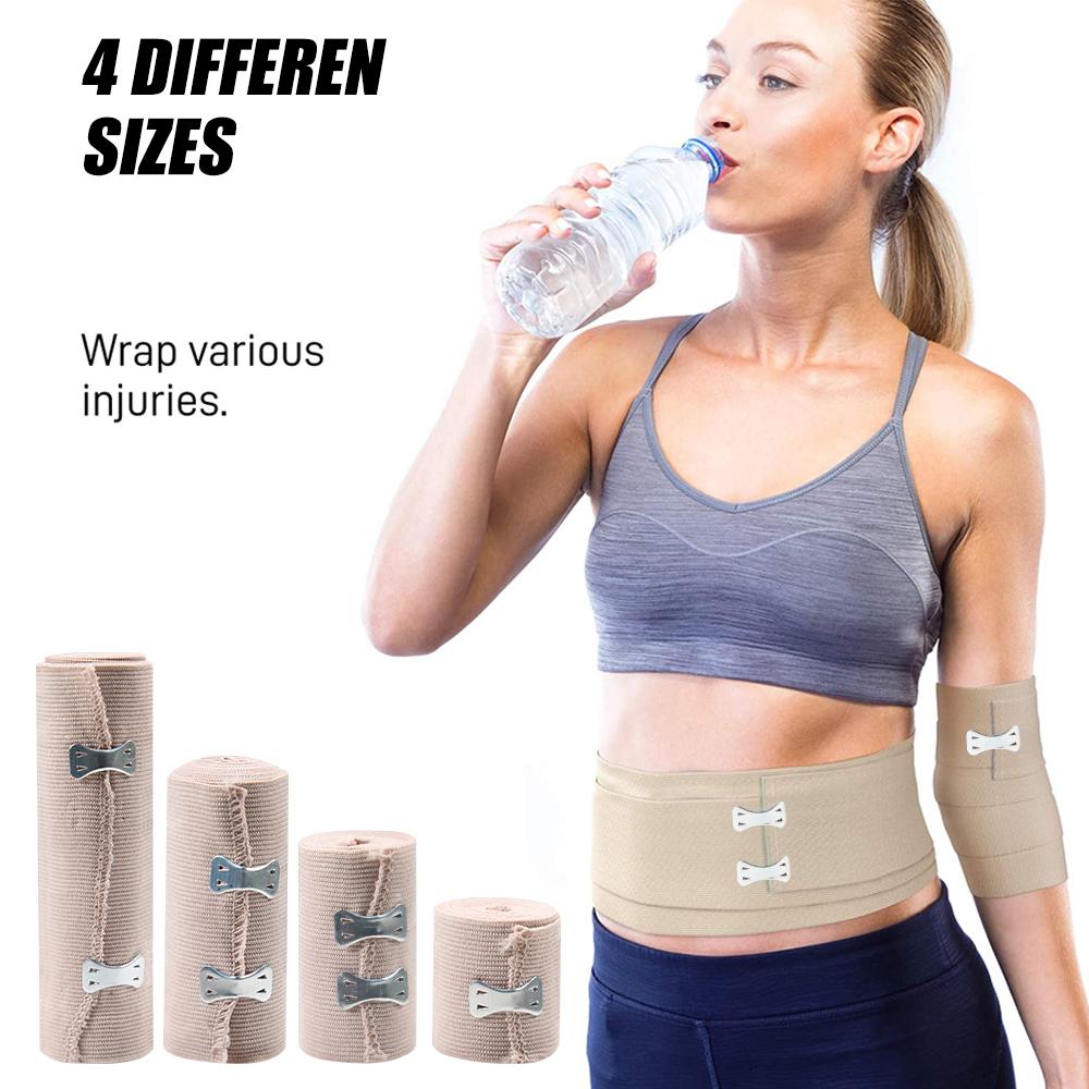 5Rolls Elastic Compression Bandage Wrap With Hooks For Sport Support Ankle Wrist Arm Leg Sprains First Aid
