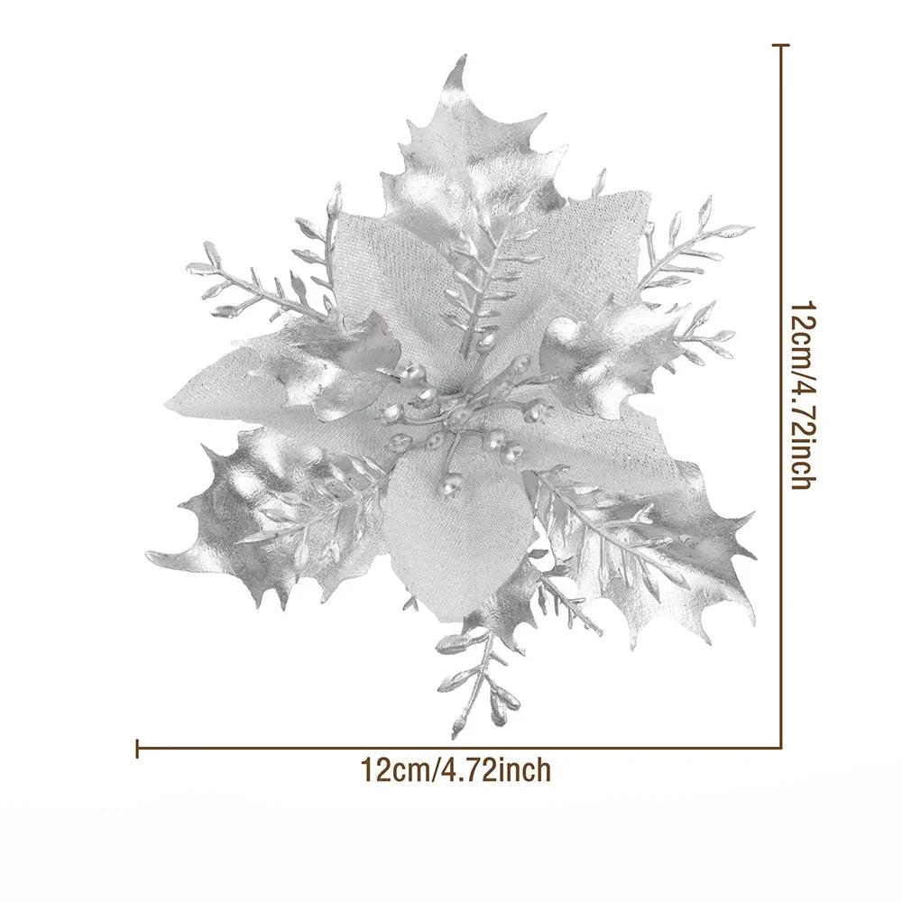 Artificial Flowers Christmas Decor Xmas Tree Ornaments For Home Decor Fake Flower Navidad New Year  Party Supplies