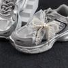 NEW Pearl Bow Shoe Charm Accessories Shoe Laces Charms for Sneakers Decorative Silk Ribbon Metal Pendant Shoe Decorations 1Pcs