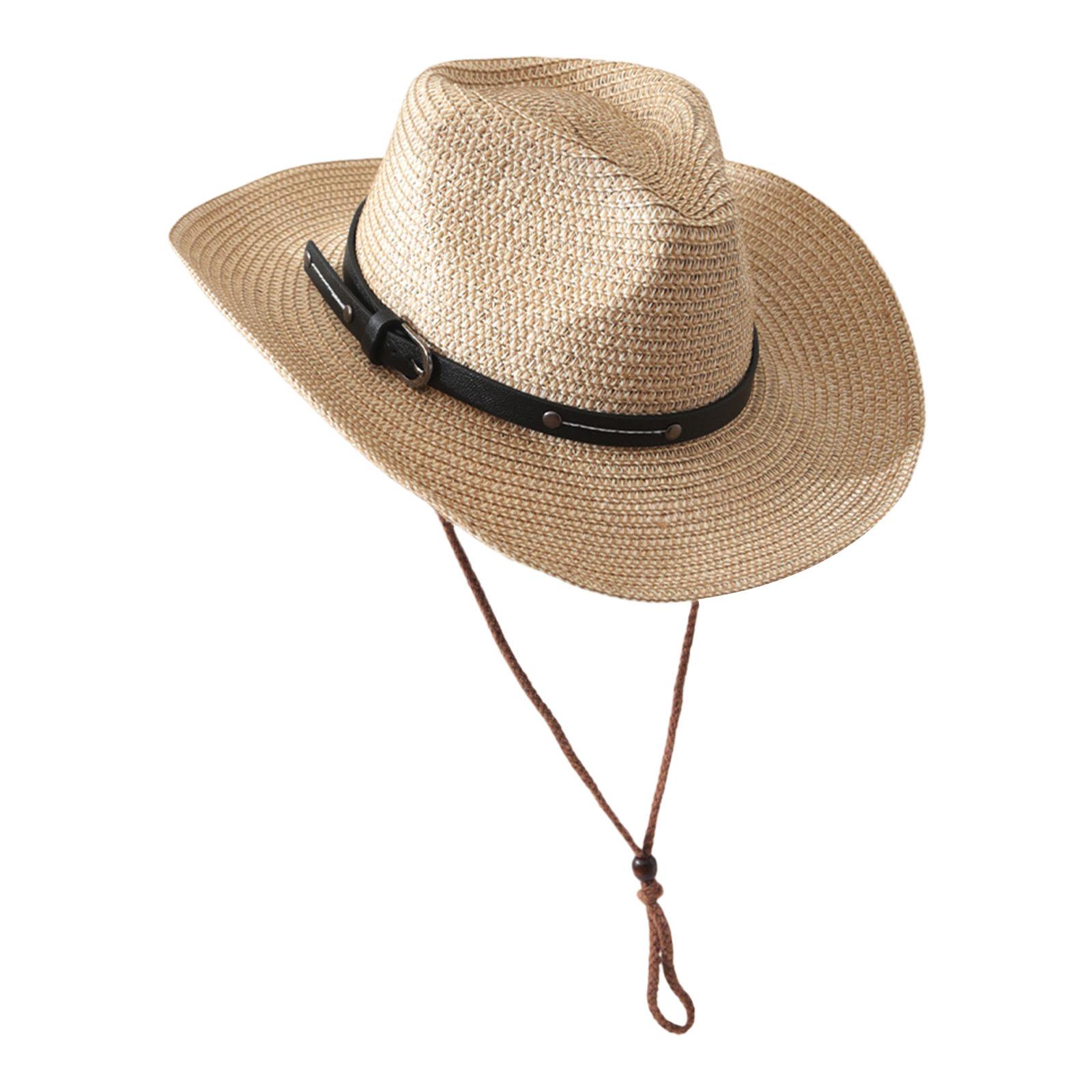 

Classical Western Styles Straw Sun Hat Adjustable Roll Brims Panama Hat For Outdoor Activity And Fashion Enthusiasts 1