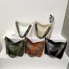 Wide Geometric Strap Shoulder Bag Large Capacity Crossbody Bags For Women Retro Pu Leather Women's Bag
