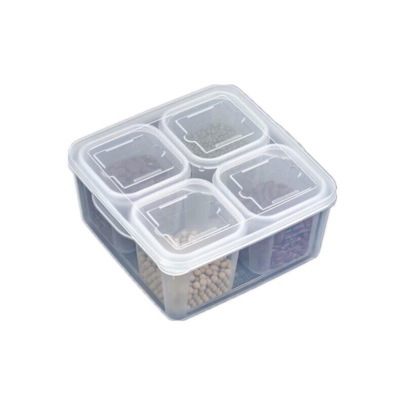 Rectangular 4-Compartment Plastic Food Container