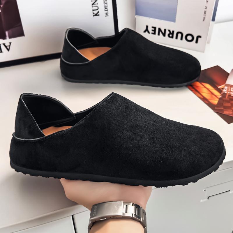 Men's Suede Mule Slippers Two-Way Slip-On Casual Shoes Lightweight Comfortable Loafers for Daily Wear