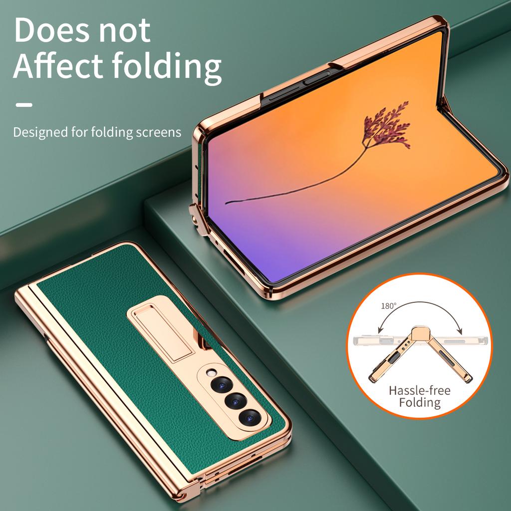 Protiskluzové matné kožené pouzdro na stojan pro Samsung Galaxy Z Fold 4 5g Fold4 Fold3 Fold 2 3 Fold2 Ochranná pouzdra z tvrzeného skla proti klepání