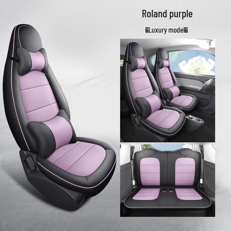 Wuling Mini Cute Cartoon Leather Car Seat Cushion Cover - Universal Fit, All Seasons