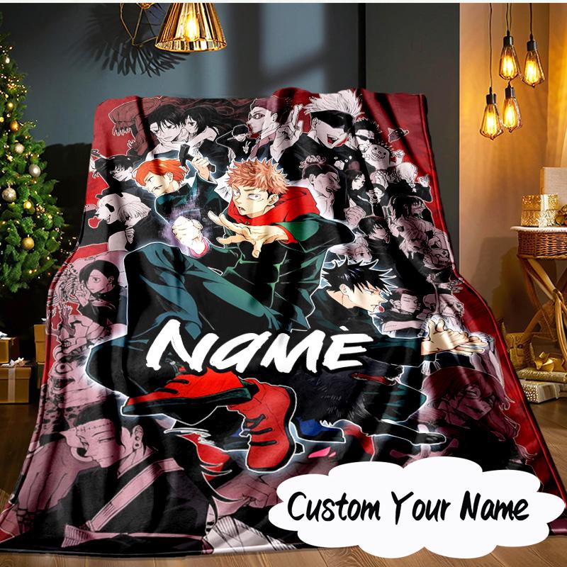 Custom Name Light Darkness Jujutsu Blanket Ideal Bedding Blanket Perfect for Travel, Camping, Living Rooms, Offices, Sofas, Fan Christmas gift
