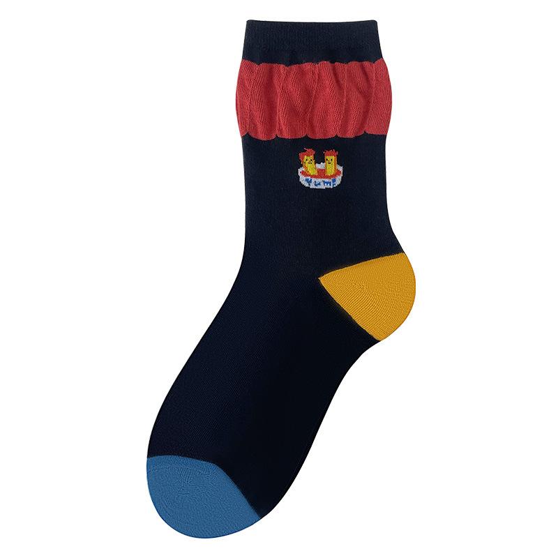 Damen Herbst Mid-Calf Socken, Kreative Pommes Frites, Baumwollsocken, Bequeme Atmungsaktive Socken, Trendige und Vielseitige Socken