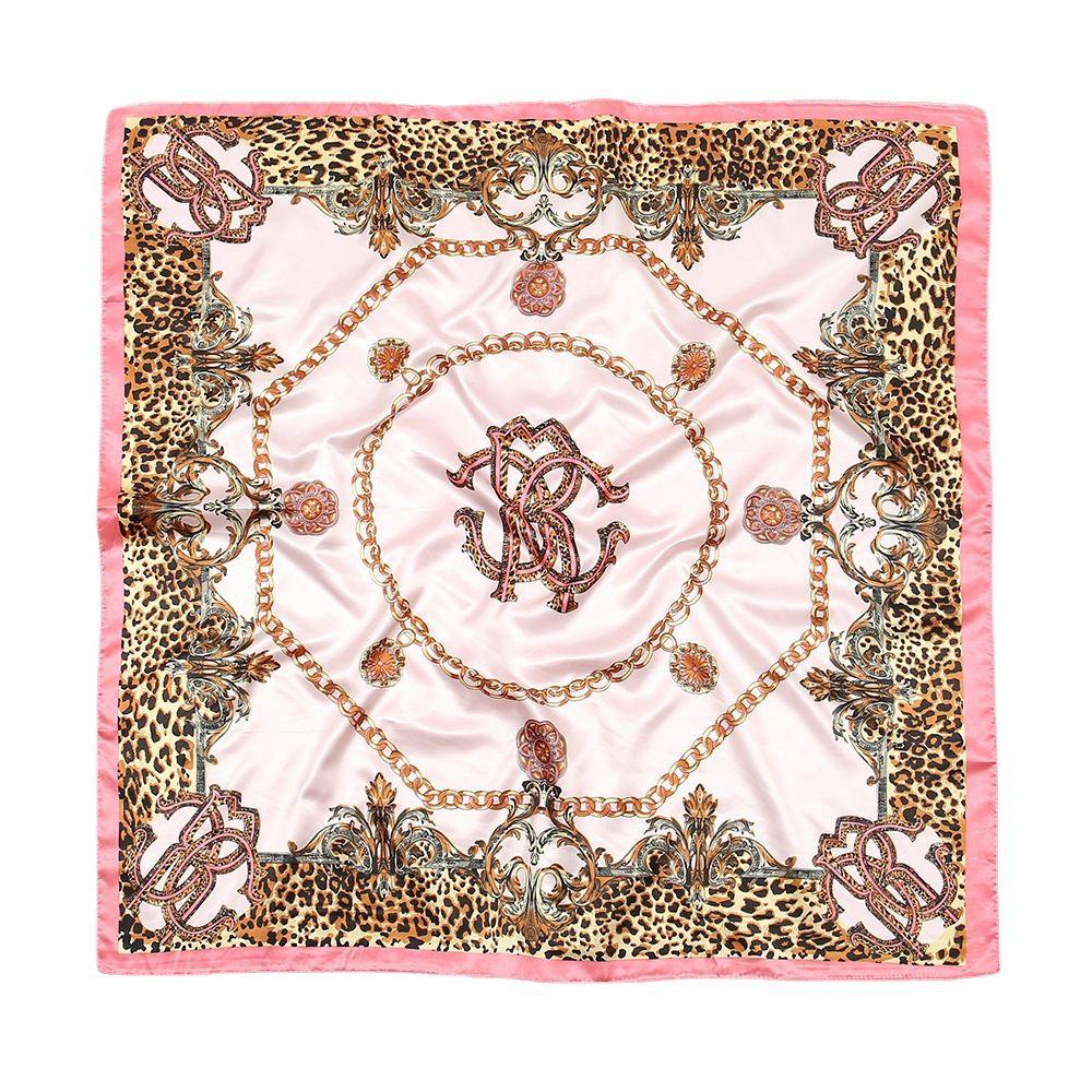 New Leopard Print Chain-embellished Satin Silk Scarf Headband, Versatile and Multi-purpose Faux Silk Scarf, Versatile Small Square Scarf