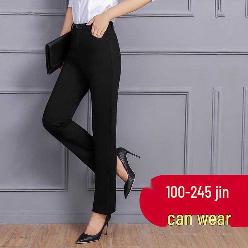 

Plus Size Women s High Waist Elastic Straight Leg Suit Pants - Slimming Design for Professional Style XXL чорний