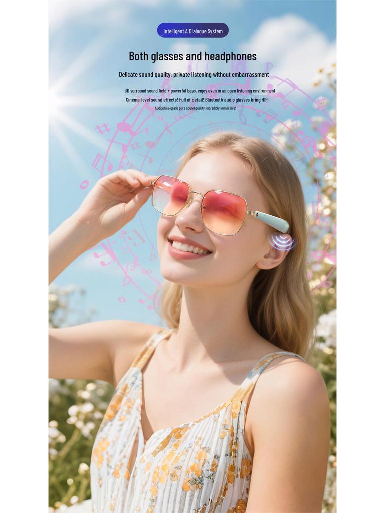 Occhiali per Traduzione AI Bluetooth GY200: Traduzione in Tempo Reale in Oltre 100 Lingue, Musica, Chiamate, Funzioni Smart