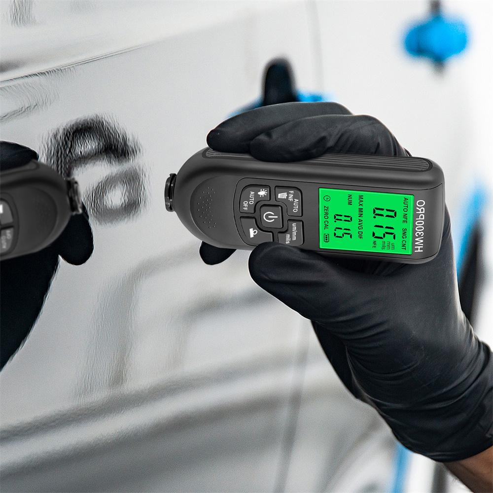 HW300PRO Thickness Gauge for Cars Film Automatic Thickness Gauge 0-2000UM Fe NFE Coating Meter Automotive Paint Thickness Tester