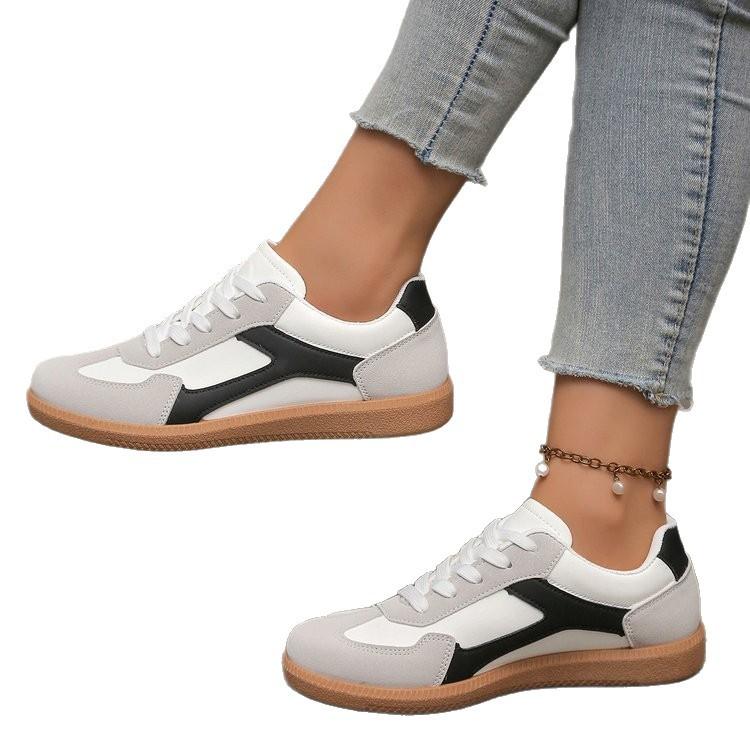 Lässige Damenschuhe mit Schnürung, runder Spitze und Übergröße, Herbstneuheit, bequeme Dameneinzelschuhe mit weicher Sohle und flacher Sohle