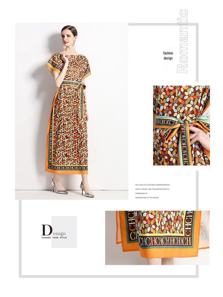 In-Stock European & American Fashion Versatile One-Shoulder Tie-Up Dress with Belt