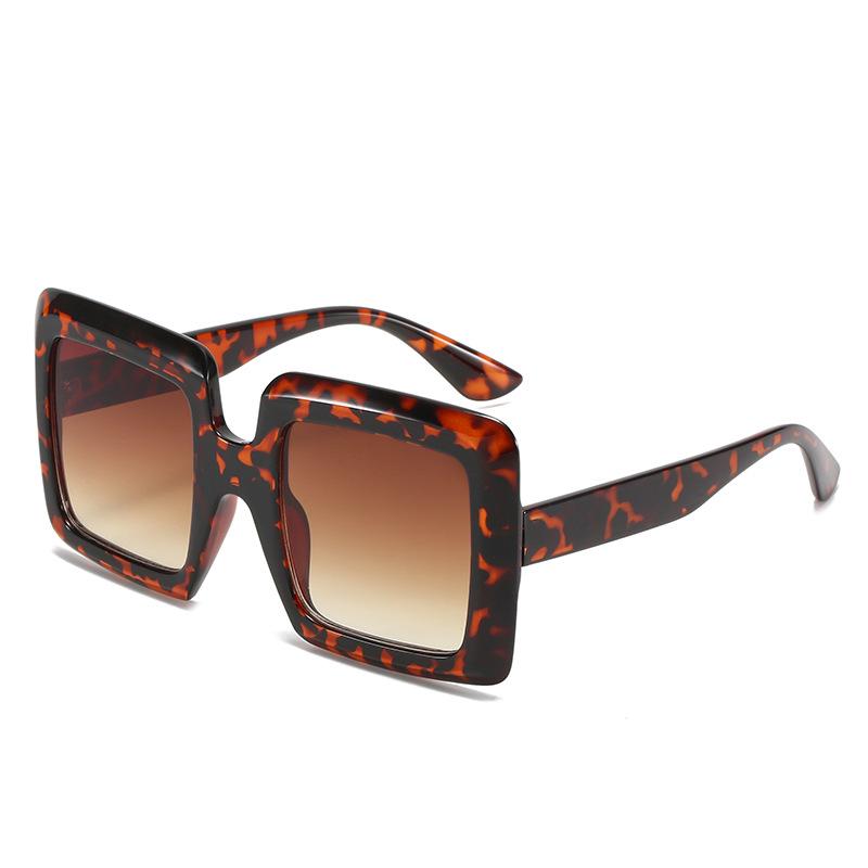 Vintage Oversized Square Gradient Sunglasses For Women New Luxury Brand Leopard Brown Uv400 Sun Glasses Men Retro Shades