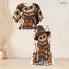 Women Plus Size Round Neck Batwing Sleeve Ruffle Hem Top Fishtail Skirt Halloween Printed Two Piece Set
