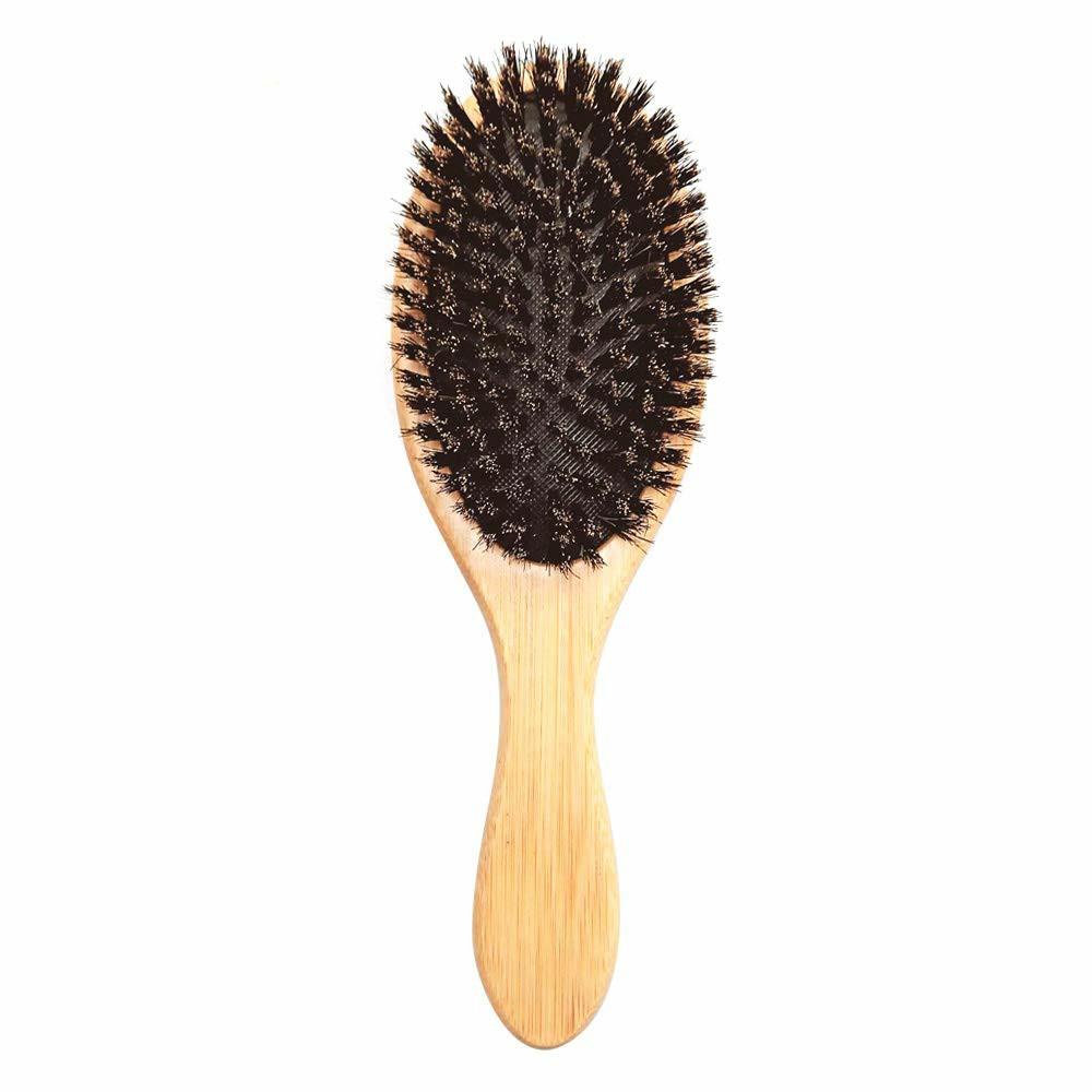

ZR-8050 Natural Bamboo Handle Scalp Massage Comb Portable Boar Hair Anti Static Brush Hair Care Tool A