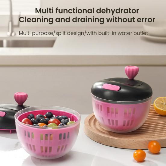 Manual Salad Spinner Large Capacity Drain And Spin Dryer Fruit Veggie Washer Dryer And Storage Basket Multifunctional Vegetable Dehydrator