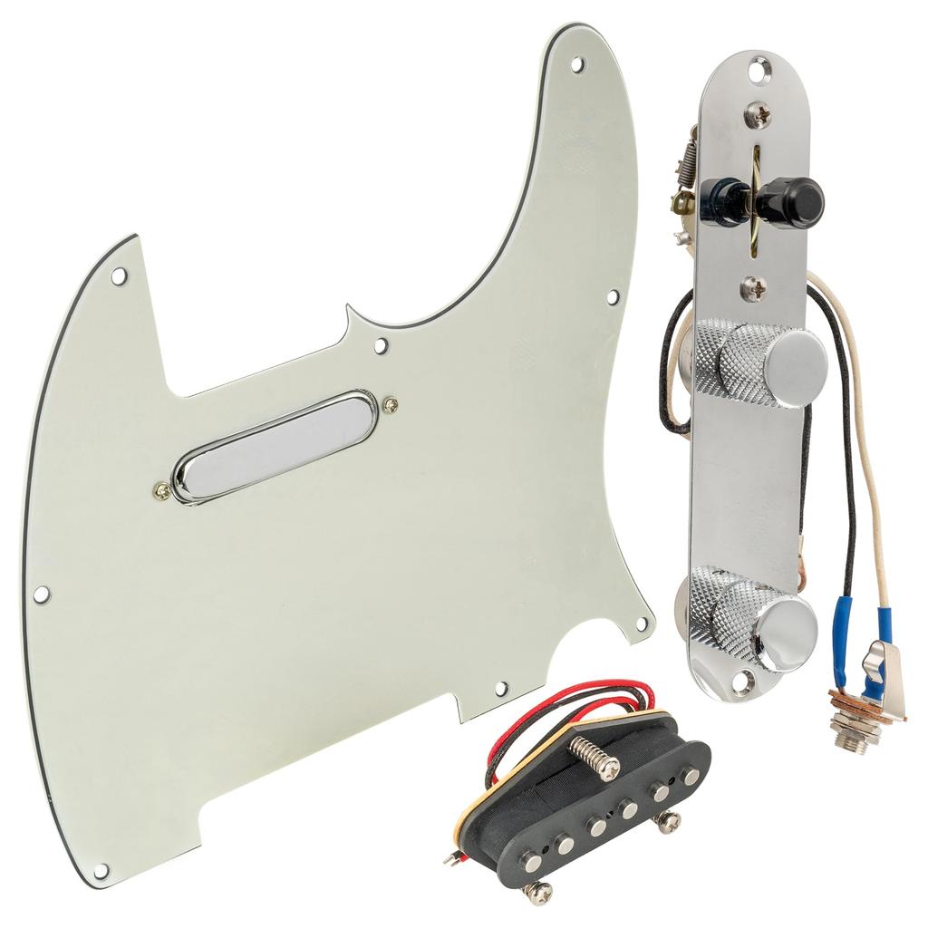 Musiclily Pro TL Wiring Pre-installed Pickguard and Control Plate Artec Alnico 5 Pickup for Telecaster Electric Guitar Aged White