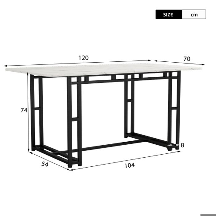 Esstisch - MUVOE - 120x70cm - Schwarzes Metall - 6 Personen - Rechteckig