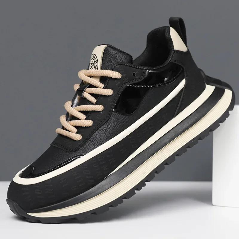 Men's Spring and Autumn Low Top Trendy Versatile Thick Soled Sports Shoes Lace Up Anti Slip High Quality Casual Shoes Tenis 2025