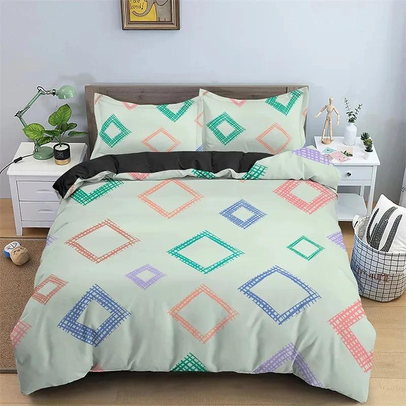Nordic Geometric Duvet Cover Abstract Bedding Set Single King For Teen Adults Room Decor Microfiber Comforter Cover Pillowcases
