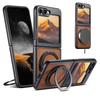 Magnet Wireless Charging Phone Case Oil Wax Faux Leather 360° Rotating Stand Buckle for Samsung Galaxy Z Flip 7 6 5