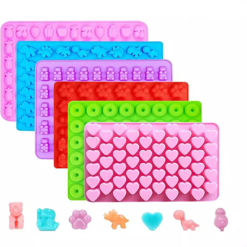 1/5Pcs Candy Gummy Jelly Trays Molds Kit Candy Silicone Moulds With 2 Dropper Set Reusable Candy Baking Mold Kitchen Tools