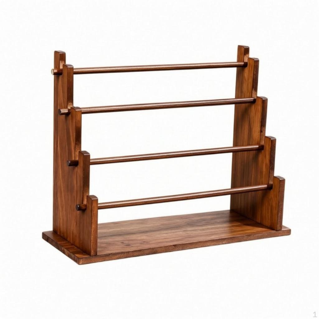 Tiered Accessory Display Stand | Walnut Finish, Jewelry Rack, Sturdy,