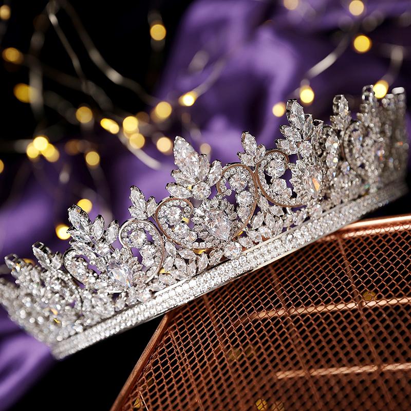 Women Wedding Hair Accessories Hair Comb Bridal Headpieces Pageant Crown Cubic Zircon Tiaras for Bride BC6666