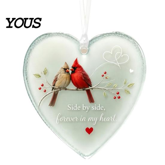 Pet Loss Consolation Gift Acrylic Heart Shape Ornament with Animal Pattern & Emotional Message, Decorative Pendant Hanging Rope for Car Rear
