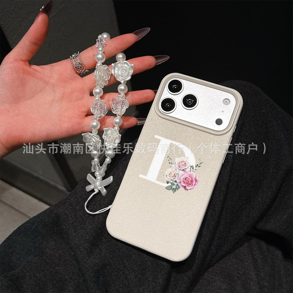Rose Pearl Mobile Phone Case Pendant iPhone11/12/13/14/15/16/17 ProMax Small Fragrance Chain