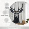 1Pc Rustic Deer Head Shower Curtain With Antlers - Photorealistic Digital Art On Wooden Background, Polyester, 12 Hooks,