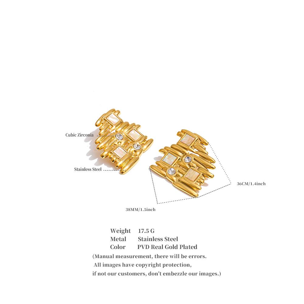 Eetit Stylish Unique Stainless Steel Zirconia Geometric Stud Earrings Trending 2025 Trade Jewelry Tarnish Resistant