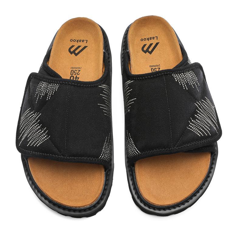 

3815 джинсовые повседневные универсальные шлепанцы на платформе женская обувь ретро темперамент сандалии на одной перемычке летняя обувь на одной педали мужская обувь 44 чёрный