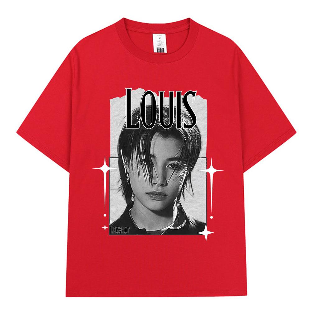 Korean Kpop Hip Hop Group Lngshot LOUIS Tshirt Unisexs Women Clothing Fashion Oversized Cotton Casual Short Sleeve Tops Fan Gifts