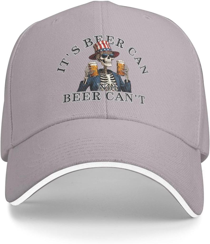 Its Beer Can Not Beer Cant Skeleton Baseball Cap Funny Drinking Unisex Polyester Trucker Hat
