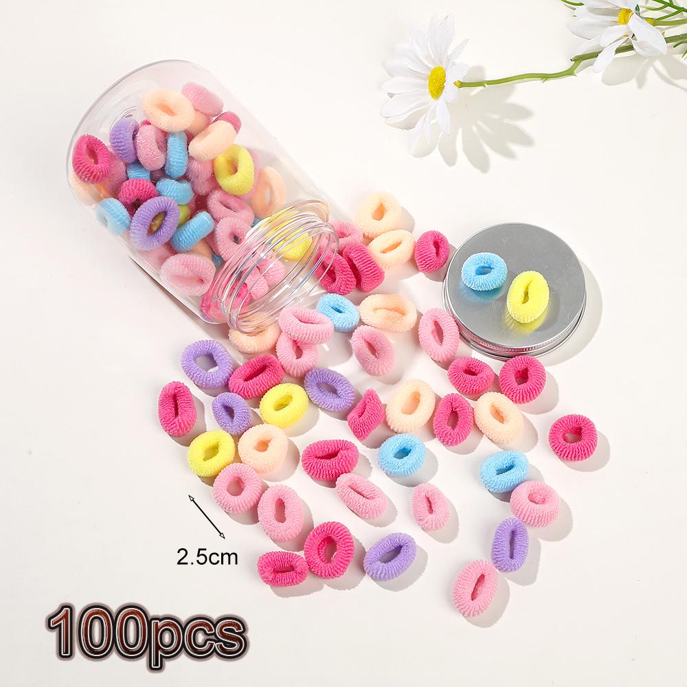 100Pcs Colorful Women Girls Elastic Hair Bands Ponytail Hold Small Hair Tie Rubber Bands Scrunchie Hair Accessories for Women