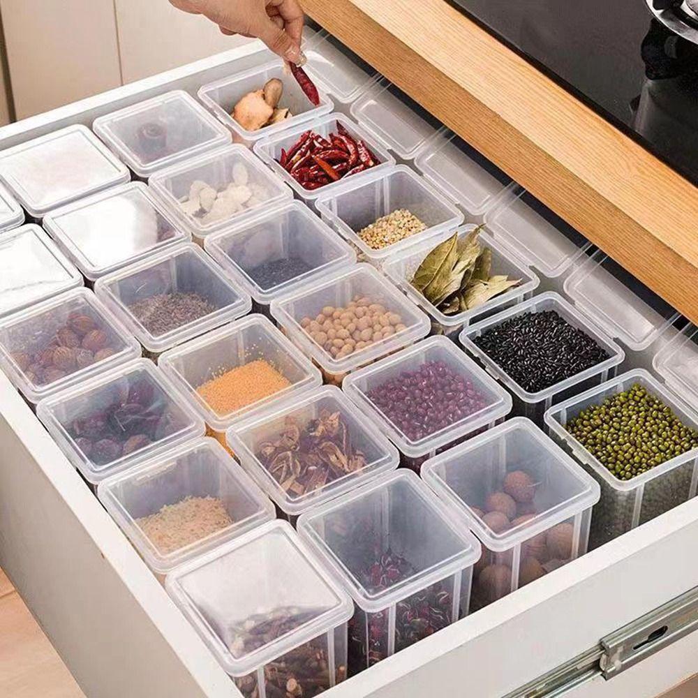 Sealed Spices Packaging Storage Box Transparent Seasoning Storage Box Spice Organizer  Refrigerator