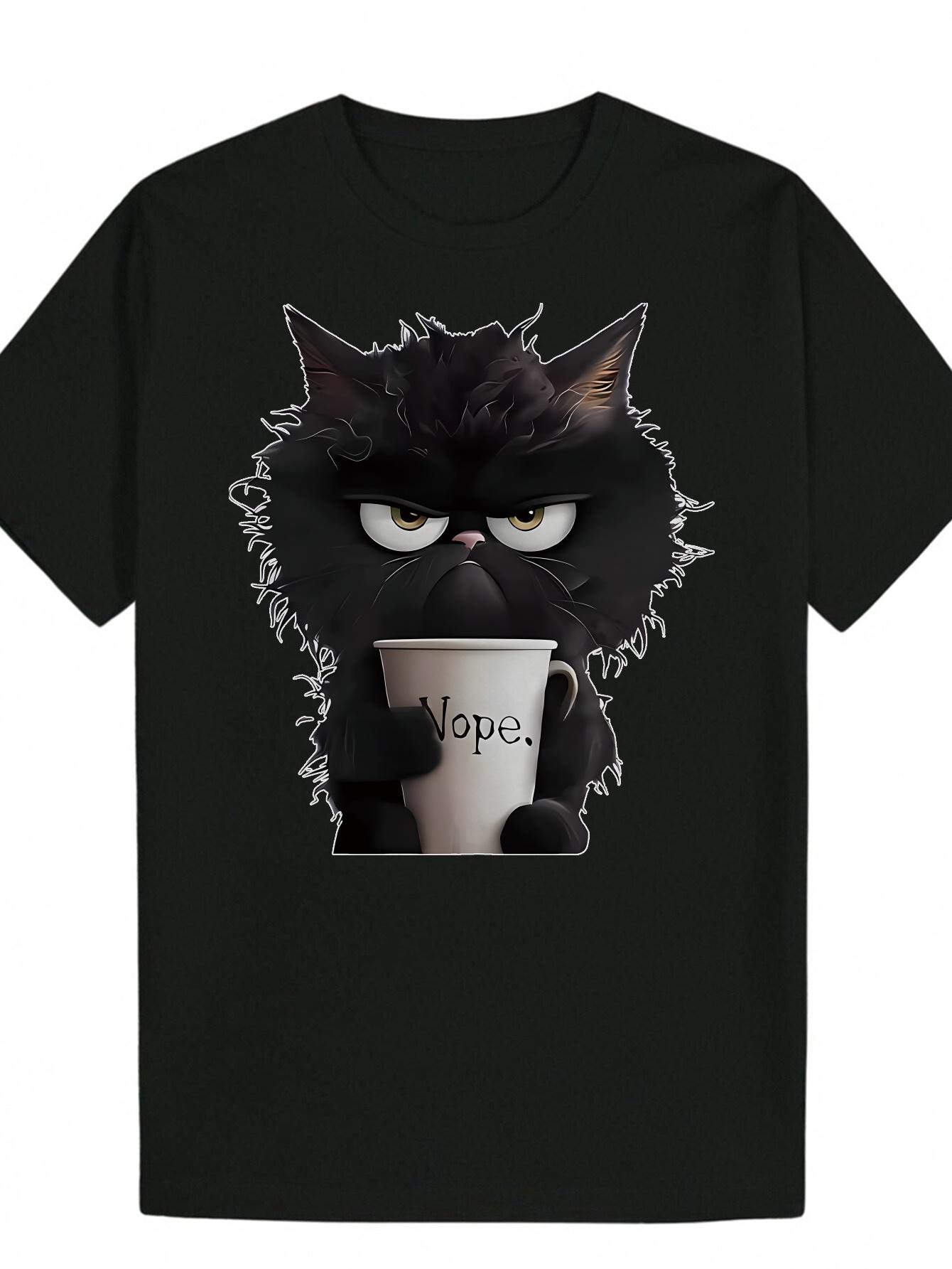 T-shirt with Nope Graphic - Lightweight Polyester Round Neck Tee S