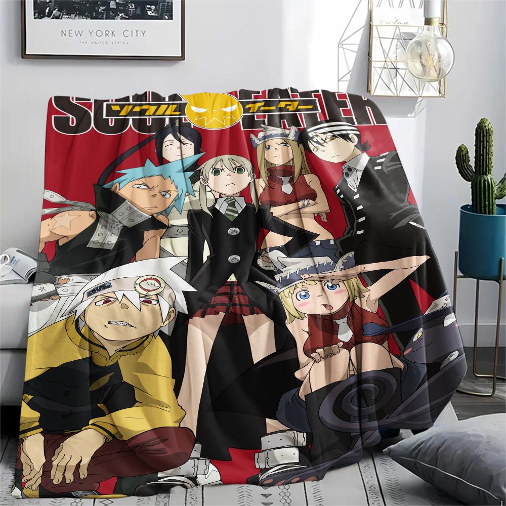1PC Soul Eater Print Flannel Blanket, High quality Comfortable for All Seasons, Home Decor, Warmth and Comfort, Perfect for Christmas Gifts173