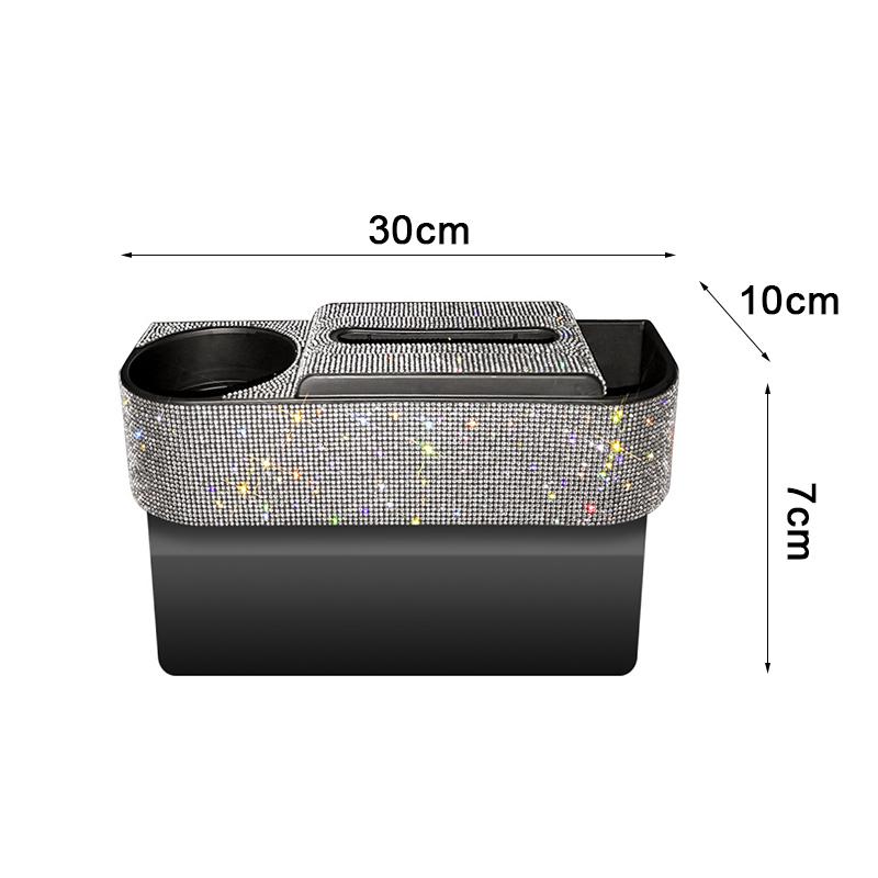 New Bling Rhinestones Car Seat Organizer Car Gap Storage Box Leak-proof Cup Holder Coins Keys Tissue Box Auto