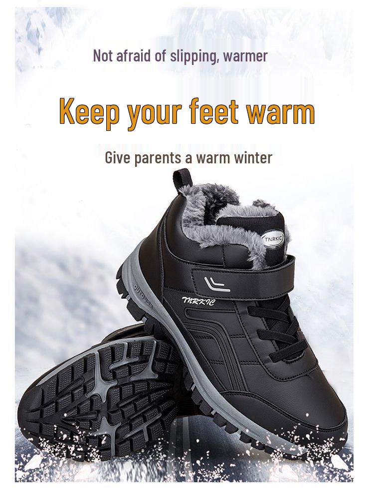 Warm Fleece-Lined Waterproof Anti-Slip Snow Boots for Elderly