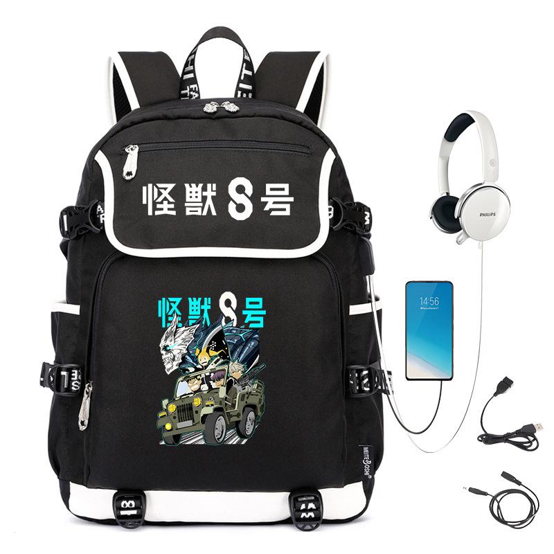 Monster No. 8 Peripheral Personalized Printed Backpack with USB Interface Cross-border Korean Edition Student Leisure School Bag