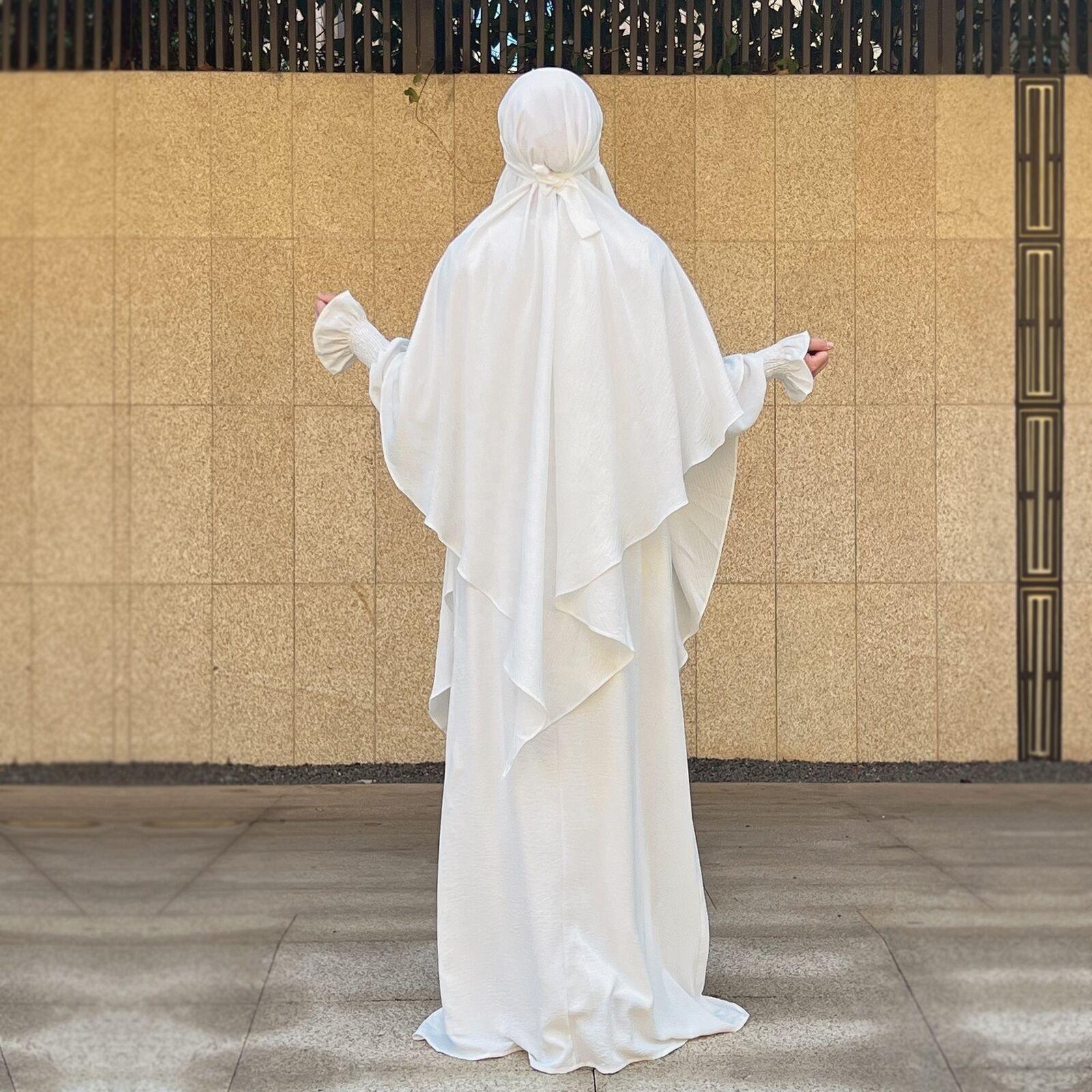 

Комплекты из 2 предметов, женский мусульманский абайя, хиджаб, халат Абая, сексуальное платье в Дубае, Турции, Ид Мубарак, Арабская Пакистанская молитвенная одежда, африканский xs/s белый
