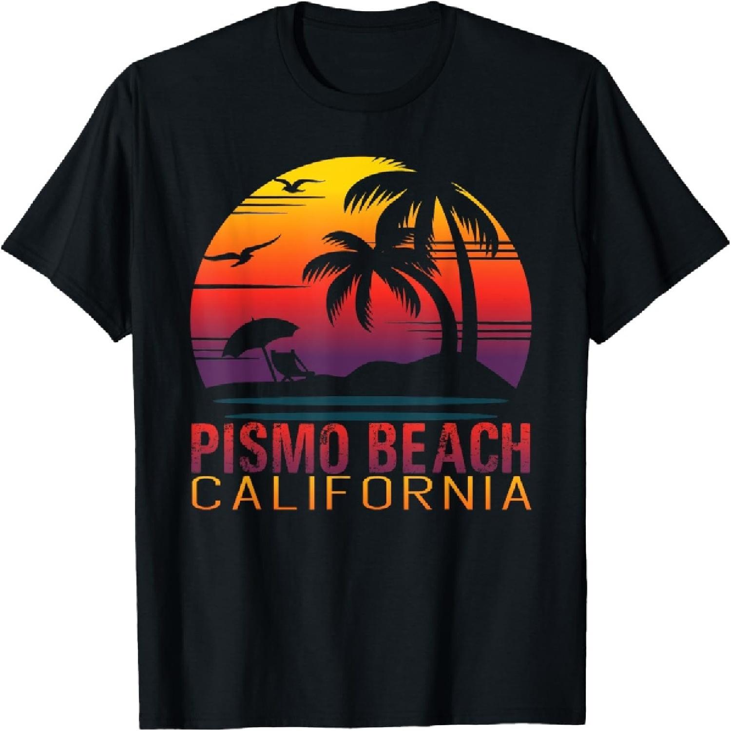 Retro Sunset Pismo Beach California Summer Vacation Gift Men Women Girls Kids T-Shirt S