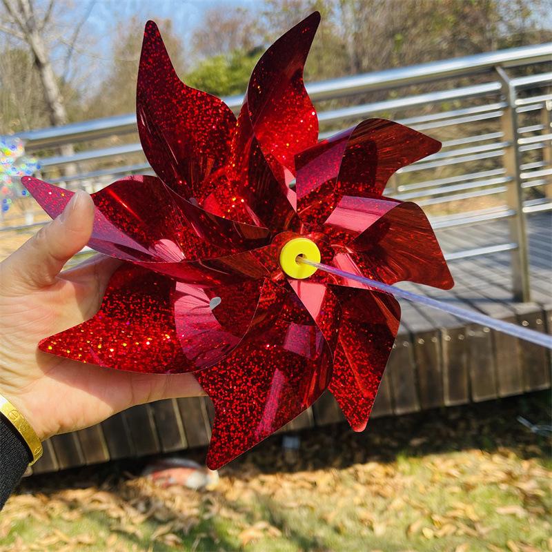 Eight-Leaf Laser Color-Changing Windmill String with Steel Wire Rope for Outdoor Hanging Decoration in Scenic Spots and Shopping Malls